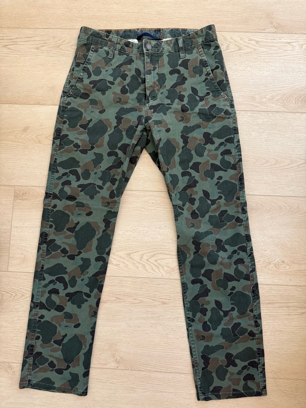 Dockers original alpha khaki jeans green camo army print slim tapered fit 31x30